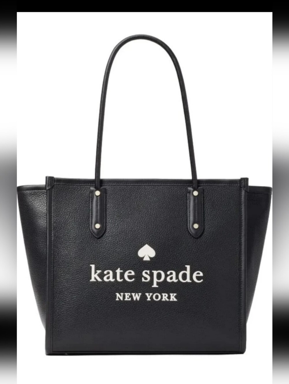 Kate Spade New York Black Leather Tote Large Shoulder Bag Logo RETAILS FOR $399 - Picture 1 of 11